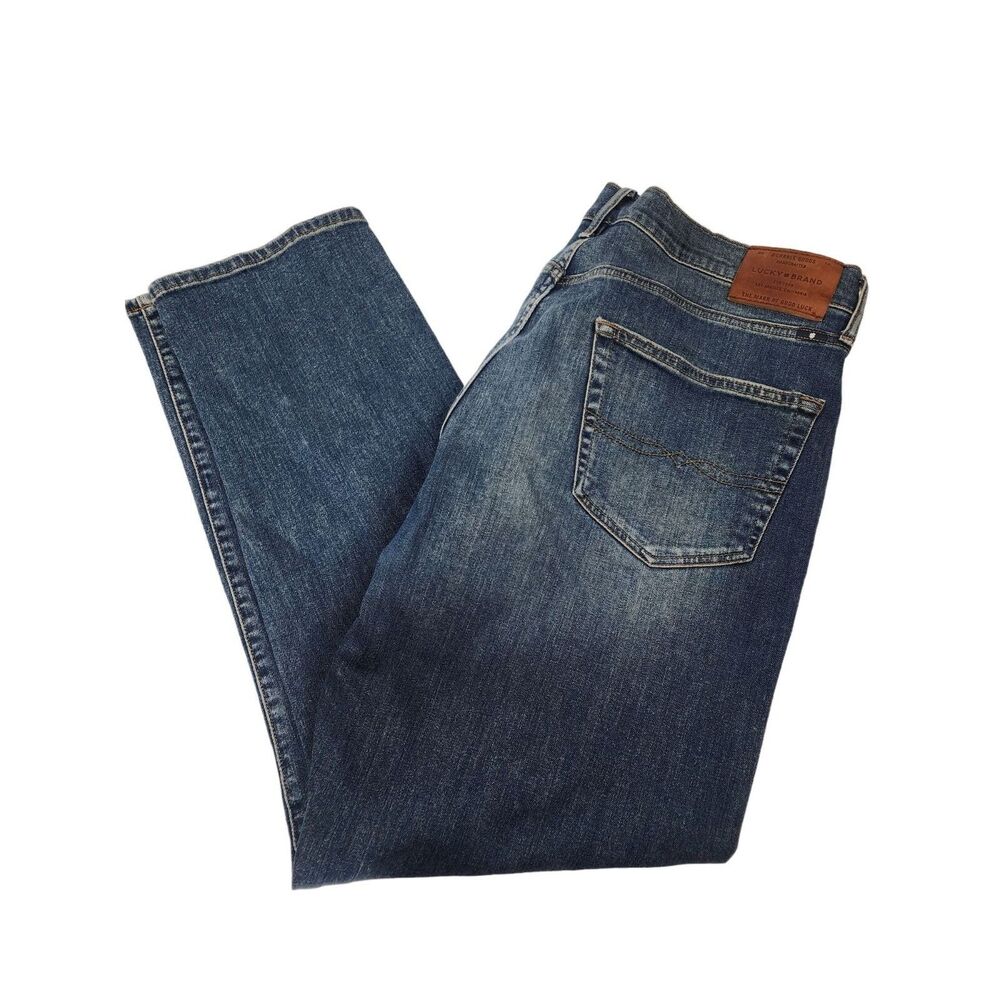 Lucky Brand 410 Athletic Slim‎ Mens 38x32 Dark Wash Blue Jeans - Picture 6 of 9